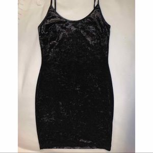 BLACK GLITTER VELVET MINI DRESS